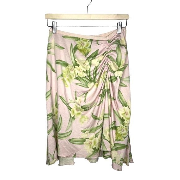 Tommy Bahama Cream and Green Floral Midi Skirt - Picture 2 of 9